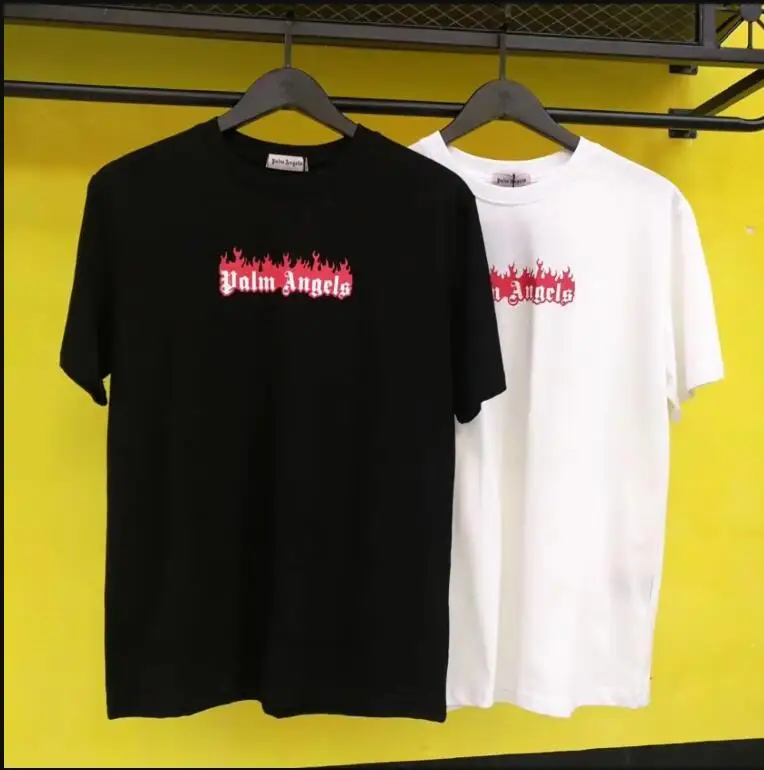 

Palm Angels 2019 NEW 19ss Latest hip hop BLACK WHITE Letter Printed men T-shirt Short Sleeve Hip Hop Street Skateboard Tee 1896