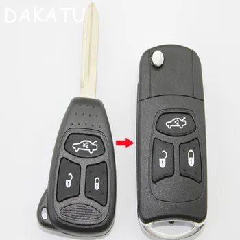 

DAKATU Modified Flip Remote Key Shell refit for Chrysler Dodge Jeep Avenger Nitro 3 Button Fob Folding Key Case