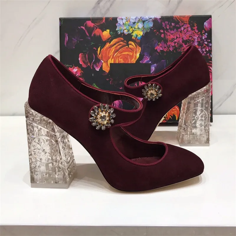 Новое поступление; женские туфли-лодочки с круглым носком; Узкие туфли mary janes Zapatos; Изящные женские туфли-лодочки на высоком квадратном каблуке из ПВХ; 43