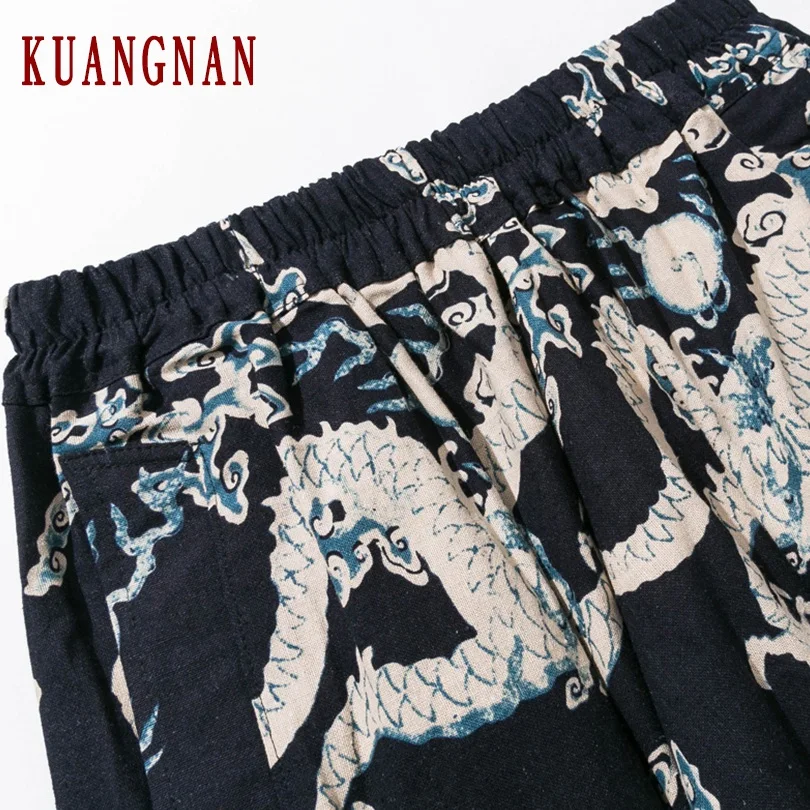 KUANGNAN Дракон печати Мужские штаны для бега брюки мужские штаны уличная тренировочные штаны-шаровары штаны, мужские брюки XXXL Осень новинка