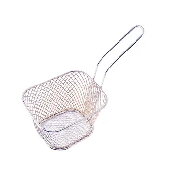

Kitchen Cooking Tools Mini Stainless Steel French Fries Net Fry Fryer Basket Small Square Shape Kitchen Basket