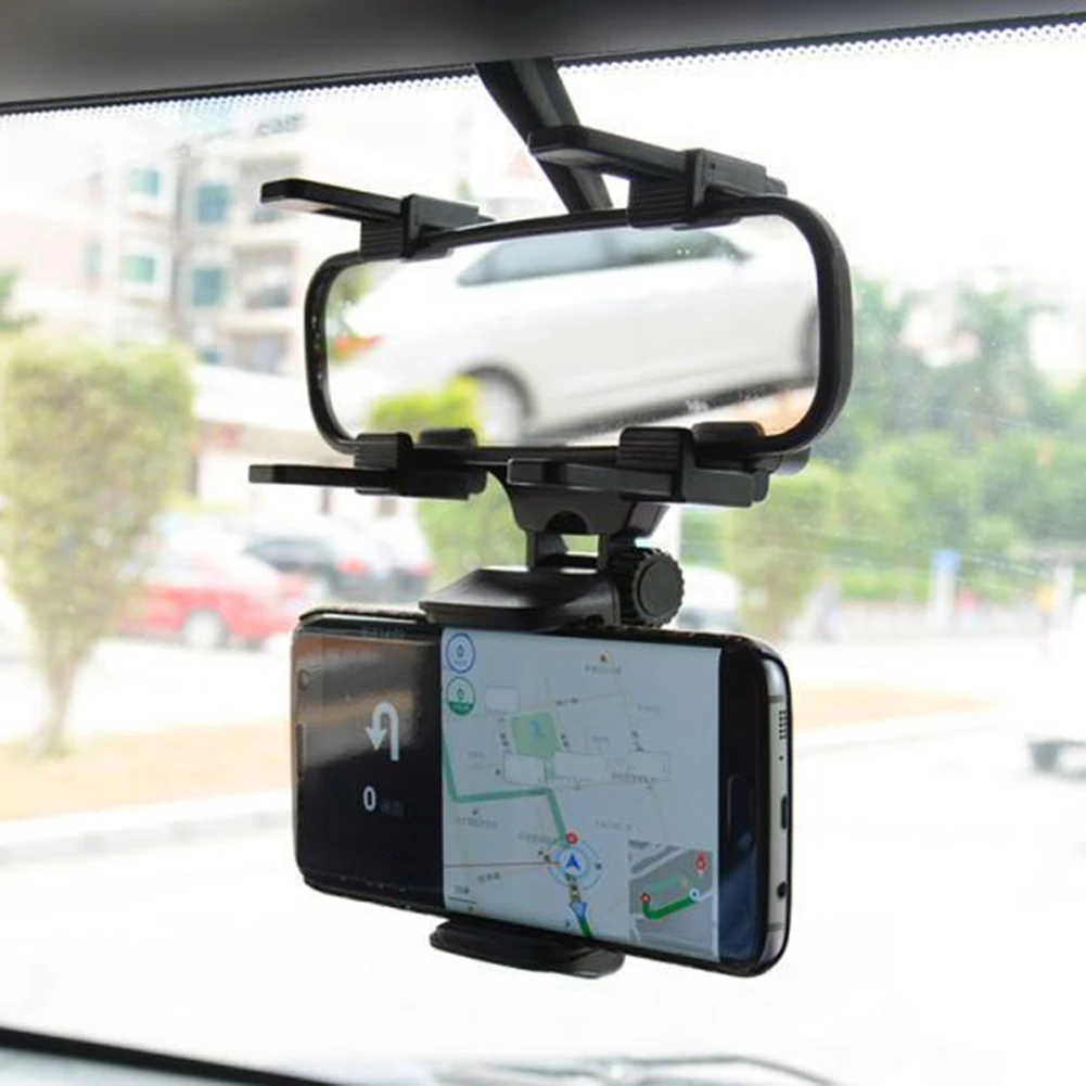 Универсальный Автомобильный кронштейн, вращение на 360 градусов, Автомобильное зеркало заднего вида, крепление для мобильного телефона, подставка, держатель, украшение автомобиля