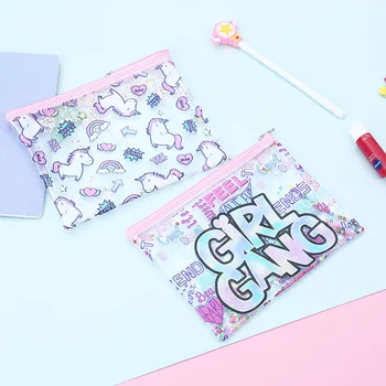 

Sequins Makeup Large Bag Cartoon Pencil PVC Girls Glitter And New Waterproof Envelope Japanese Korean-Style