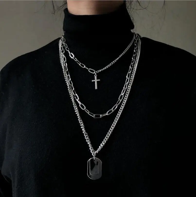 Мода личности хип хоп ювелирные изделия длинный участок многослойная через ожерелье металлический ключицы цепи женский подарок на праздник - Окраска металла: color