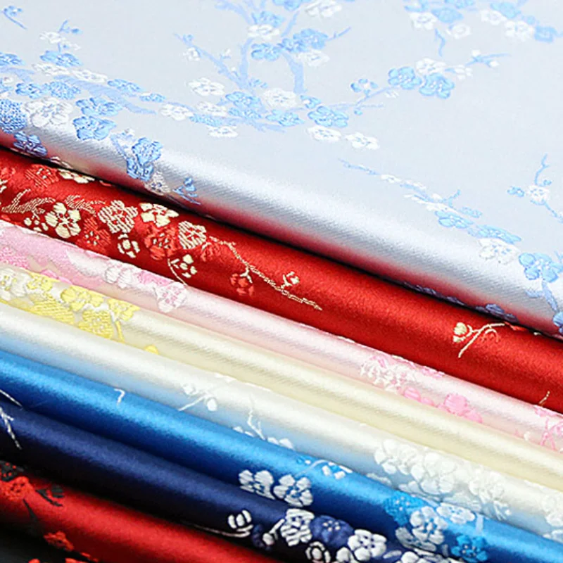 Thick Chinese Damask Costume Dress Robes Qipao Clothes Kimono Satin Plum Jacquard Brocade Fabrics | Дом и сад