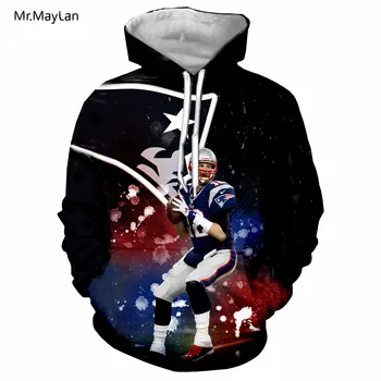 

2019 Harajuku 3D Print Tom Brady Men's Sweatshirt Hoodies Clothes Hip hop Hipster Streetwear Hoodie Unisexs Casual Pullover Top