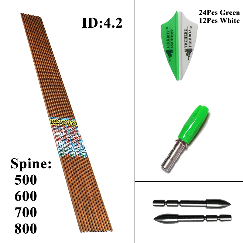 Arcehry 12 шт. карбоновый вал со стрелками 30 "Spine500-800 ID4.2 штифт 80gr точка с широкой головкой изогнутые наконечники для стрел съемки