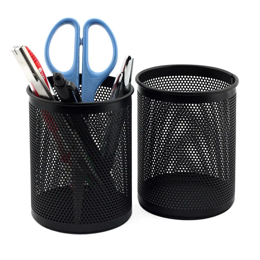 Round Mesh Pencil Pen Stationery Holder Container Organizer Office Supplies pen holder,pen and brush holder