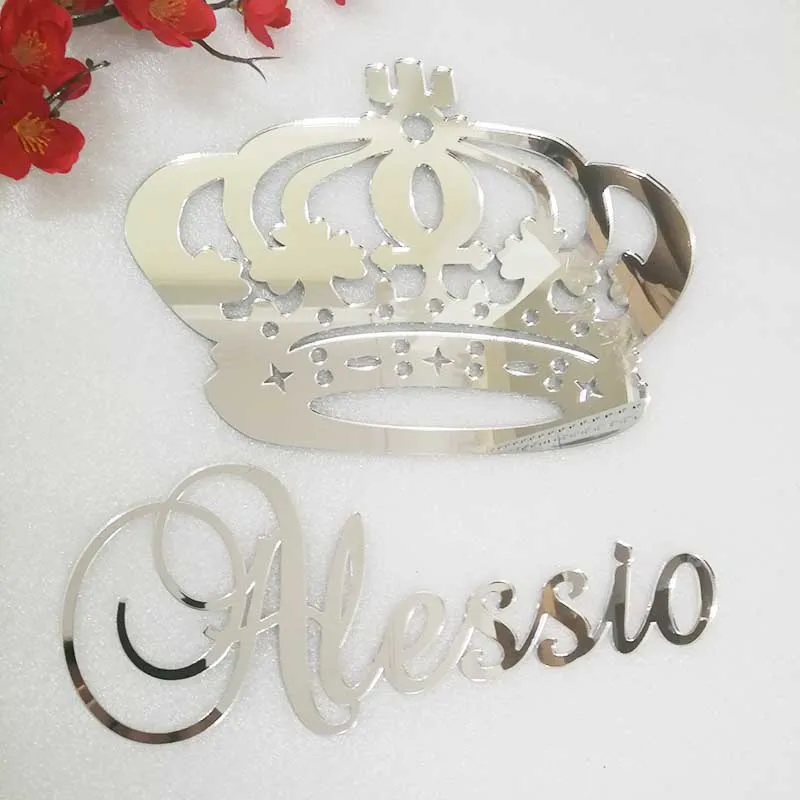 Personalized Mirror Acrylic Princess Crown wall hanging Sign with name Wedding Gift, family sign 25cm