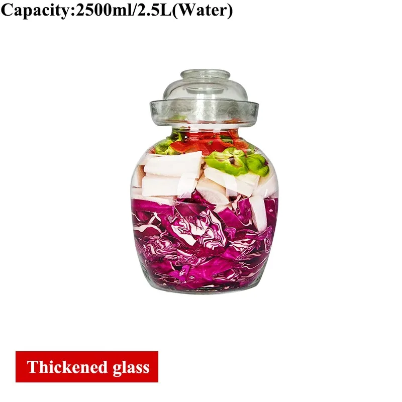 Прозрачные стеклянные банки для солений, ночные пятна, маринованный овощ, капуста, герметичный контейнер, бытовые закрытые бутылки для хранения продуктов - Цвет: Thicken (S) 2.5L