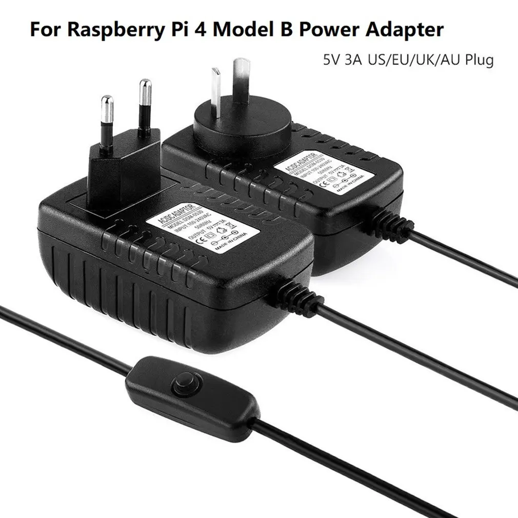 5 в 3 А тип-c USB AC/DC настенное зарядное устройство адаптер питания шнур для Raspberry Pi 4 Модель B адаптер питания с переключателем