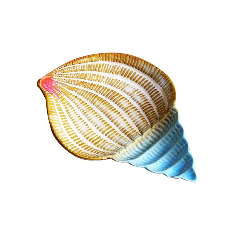 

1pc Fruit Plate Multifunction Ceramic Mediterranean Creative Conch Plate Dish Tray for Appetizer Snacks Jewelry