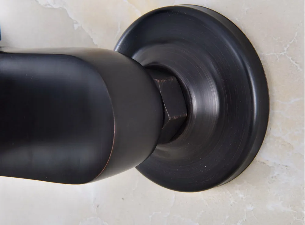 Black Oil Rubbed Brass Wall Mounted Single Handle Lever Bathroom Kitchen Sink Faucet Mixer Tap Swivel Spout anf845