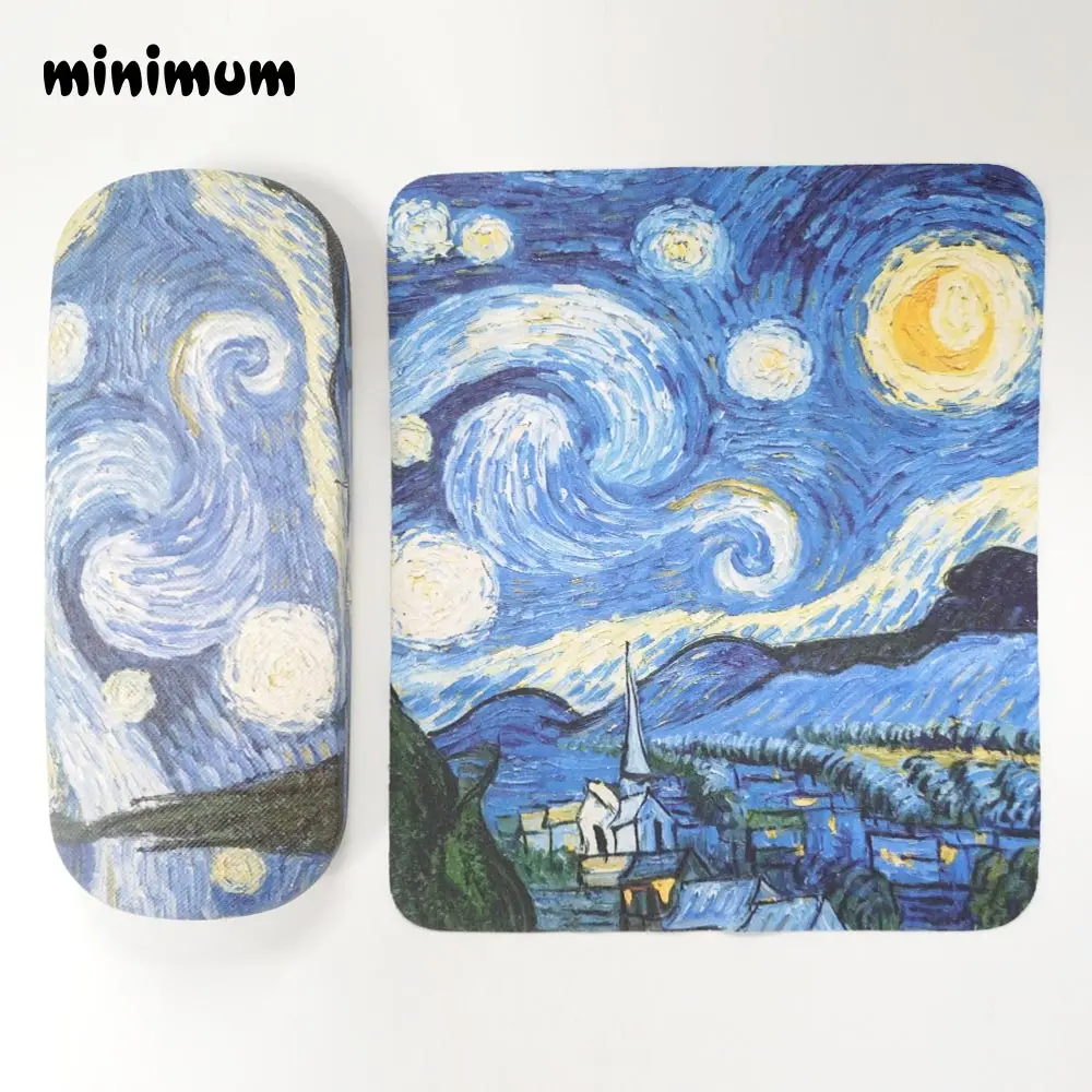 MINIMUM-Retro-oil-painting-Glasses-Cloth-with-Sunglasses-Case-Microfiber-Clean-Lens-Dust-Wiper-Camera-Screen