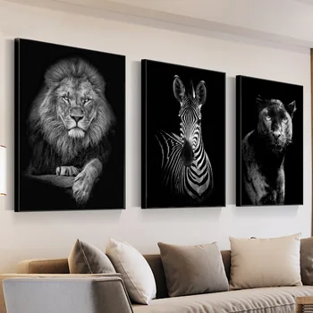 

Black White Lion Zebra Leopard Elephant Tiger Diamond Painting 5D DIY Animal Embroidery Mosaic Cross Stitch Living Room Decor