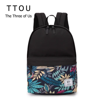 

TTOU Women High Capacity Fashion Printed Backpack Canvas School Backpack For Girls Knapsack Bookbag Trip Laptop Back Bag