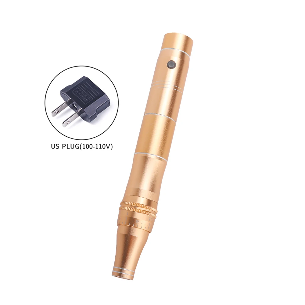 US plug Gold Профессиональная перезаряжаемая Дерма-ручка, беспроводное удаление шрамов от акне, Dr ручка, инструменты для ухода за кожей, микро иглы, Дерма, инструменты для татуировки, ручка - Цвет: US plug Gold