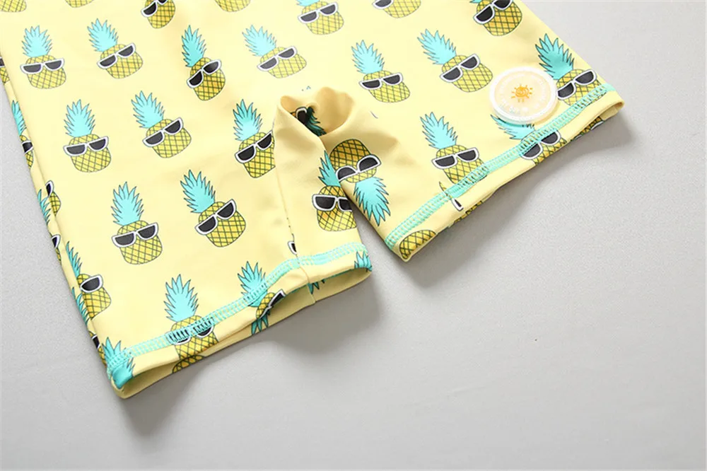 Children Pineapple Print Swimming Suits One-piece Swimsuit baby infant sun protection long-sleeved surfing suit swimwear