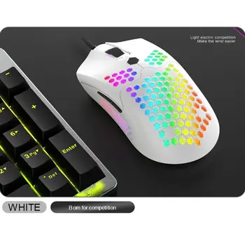 

M5 Hollow-out Honeycomb Shell Gaming Mouse Colorful RGB Backlit Light Wired Mice with 7 Buttons for Game Lovers