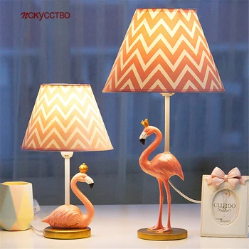 

Nordic Resin Flamingo Children'S Room Table Lamp Pink Wedding Deco Kids Bedroom Bedside Nightstand Lamps Animal Light Fixtures