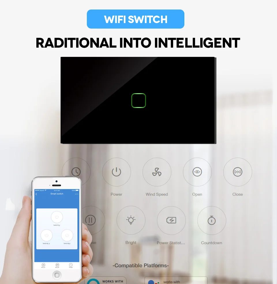 Нам Wifi приложение Remote Тип управления настенный светильник Управление Лер умный дом автоматизация сенсорный выключатель