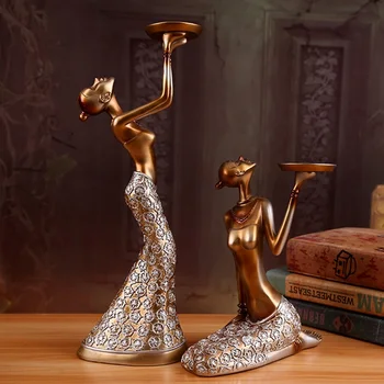 

2pcs/Set Vintage Abstract Lady Candlesticks Creative Home Office Table Candlelight Weeding Party Decoration Props Candle Holders
