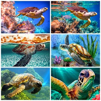 

HUACAN DIY Diamond Art Kits Animal Pictures Of Rhinestones Diamond Painting Embroidery Cross Stitch Turtle Mosaic Wall Art