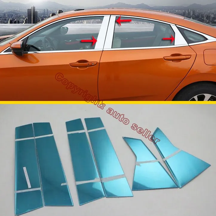 Декоративные аксессуары из нержавеющей стали накладка на стойку окна для Honda Civic