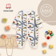 

Newborn baby's one piece suit male baby's pure cotton Romper spring and autumn long sleeve cardigan clothes open file climbing c