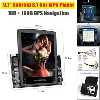

9.7Inch Vertical Sn HD Quad Core 2.5D Car MP5 Player BT Stereo FM Radio Android 8.1 GPS Navigation