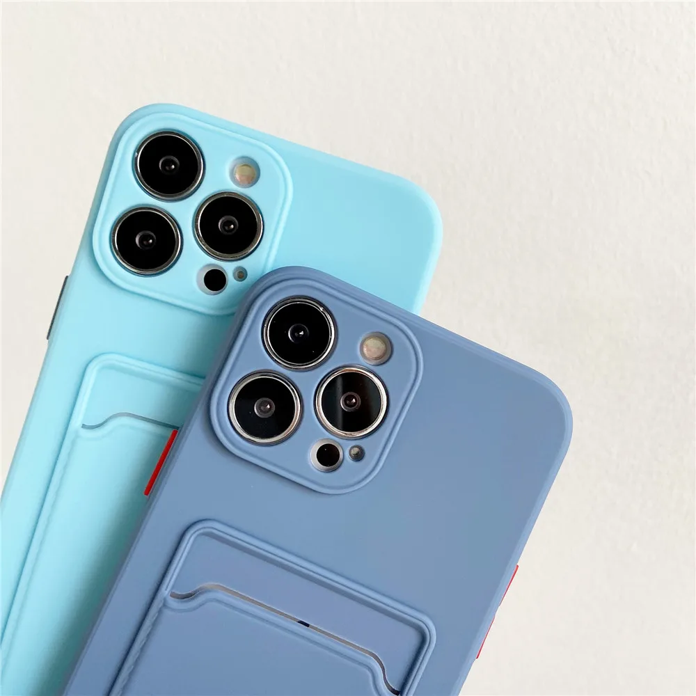 Kartensteckplatz-Taschenhalter-Telefonhülle für iPhone 15 14 13 12 11 Pro Max Mini XS XR 7 8 Plus SE 2022 TPU-Geldbörse weich stoßfest_voghion.com