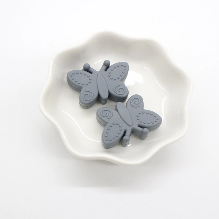 10pc BD009-15 10 шт. мини-бабочка, силиконовый Прорезыватель для зубов, сделай сам, силиконовые бусины, соска-подвеска, аксессуары для кормления, BPA бесплатно, детский Прорезыватель - Цвет: 10pc BD009-15