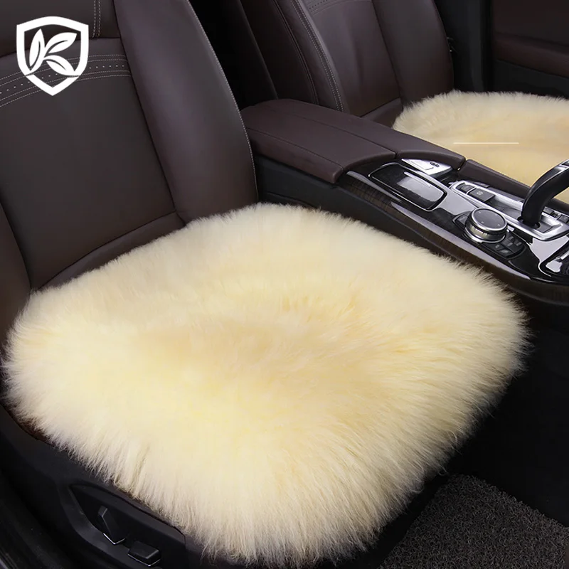 

Karcle 1 PCS Warm Car Seat Cover Wool Fur Natural Sheepskin Seat Covers Winter Plush Cushion Faux Fur Material Car Interior