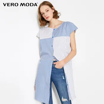 

Vero Moda Women‘s High-low 100% Cotton Striped Long Shirt | 319241512
