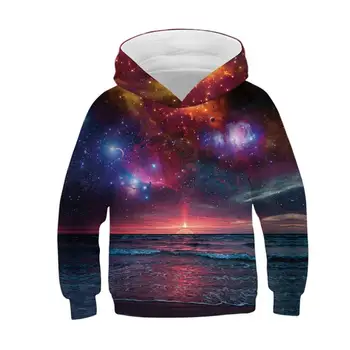 

New 3d Print Kids Sweatshirt Harajuku Beautiful Milky Way Galaxy Boys Girls Costumes Long sleeve hoodies T-shirt Hooded Clothes