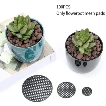 

100pcs/bag Round Bottom Grid Mat Flowerpot Mesh Pad Durable With Drainage Hole Breathable Leakproof Protection Outdoor Garden
