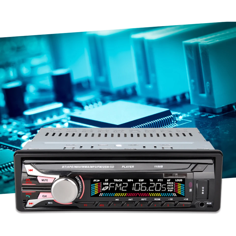 1 Din Bluetooth Авторадио Стерео радио FM Aux вход приемник SD USB 1188B 12 в MP3 аудио MP3 мультимедийный плеер