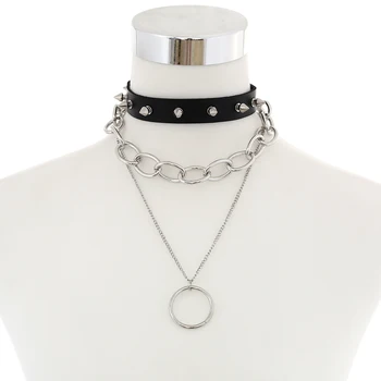 

Spiker choker necklace set women punk rock goth chain choker collar necklace gothic black emo accessory grunge jewelry