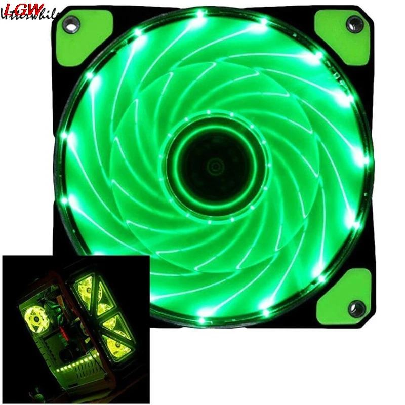 15 LED 12V fan cooler 9 blades 4PIN 12cm ultra-quiet computer PC case colorful colors