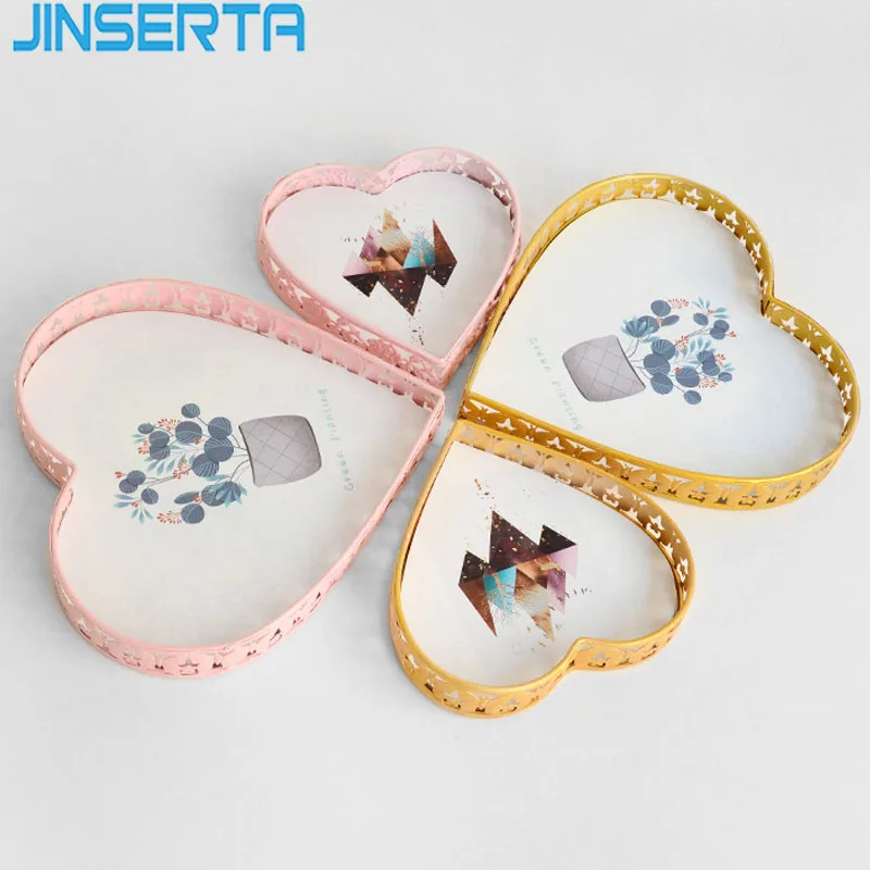 JINSERTA, металлический лоток для хранения ювелирных изделий, дисплей, пластина, ожерелье, кольцо, серьги, косметический Органайзер, настольный декоративный лоток для мелочей