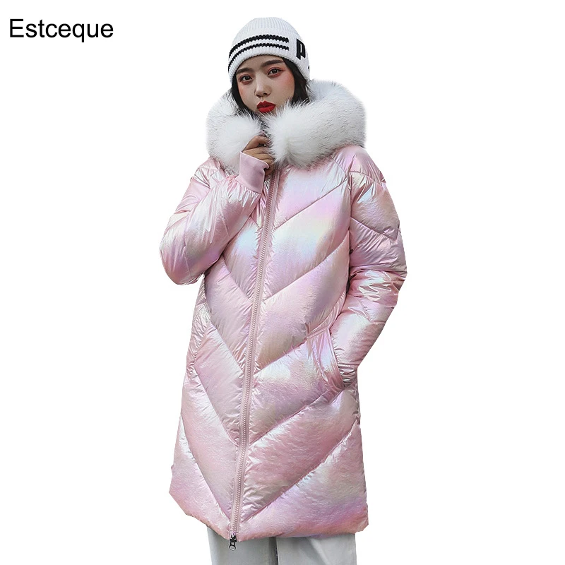 

2020 Winter jackets for women Oversized down jacket bright women's warm coat with a hood long coat