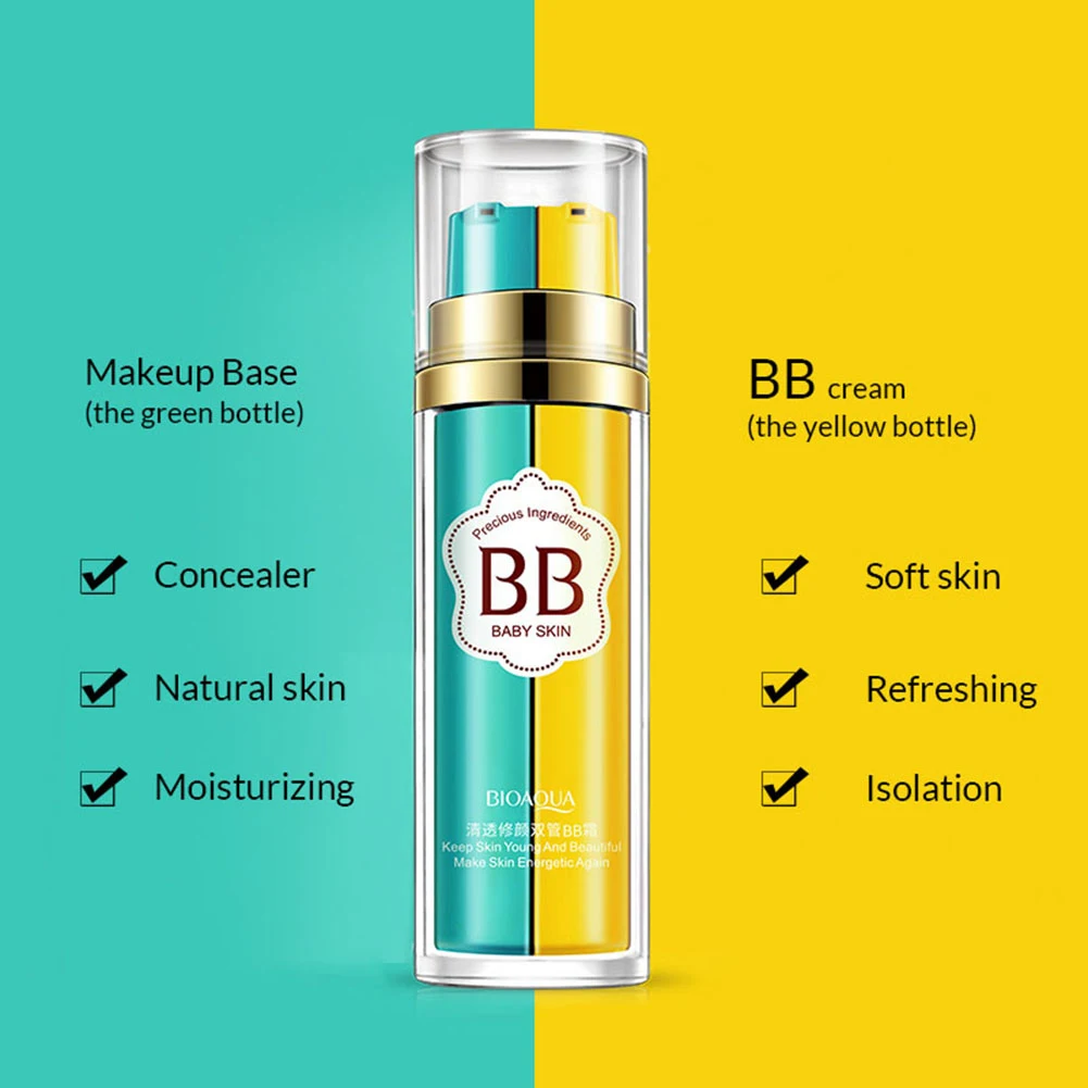 3 Types Newest Double Tube BB Cream Whitening Perfect Cover Blemish Concealer Nourishing Brightening Cosmetic Foundation TSLM2