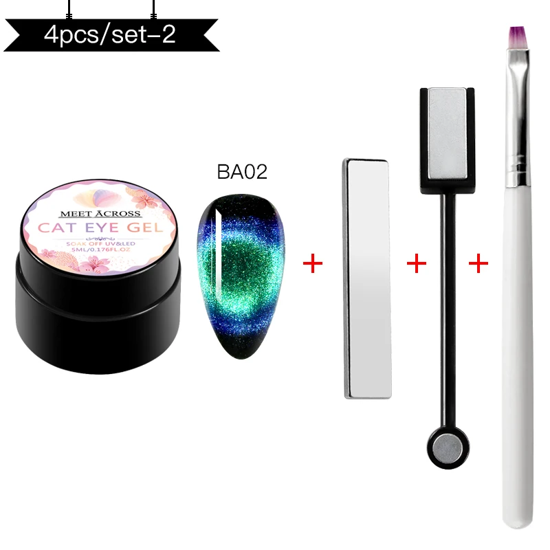 MEET ACROSS 9D Galaxy Magnetic Gel Nail Polish 5ML Soak Off UV LED Nail Art Lacquer Long Lasting Varnish Shining Cat Eye Gel - Цвет: CZH07953