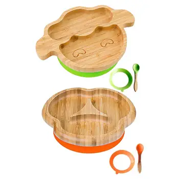 

Tableware Set Baby Bamboo Suction Bowl Matching Spoon Set Feeding Bowl Suction Spoon Snack Tray Suit Restaurant supplies