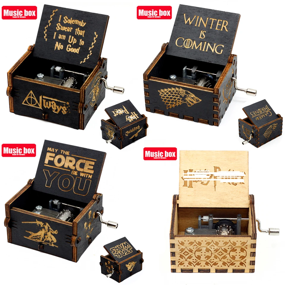 Антикварная резная деревянная ручная кривошипная Игра престолов Крестный отец