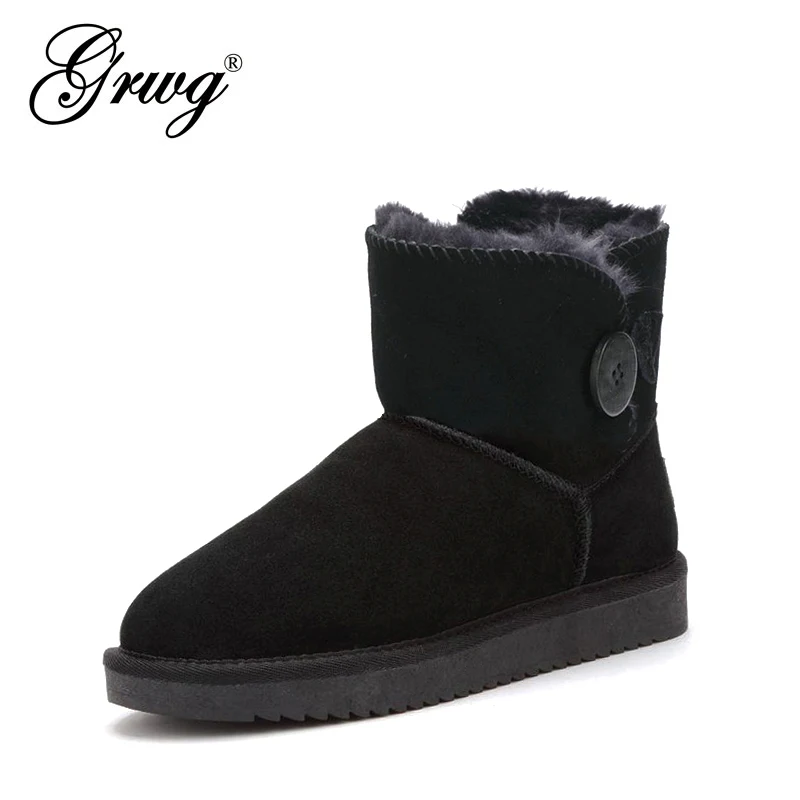 Snow-Boots Ankle-Shoes Genuine-Cowhide-Leather Women Waterproof for Classic Warm Wholesale/retail