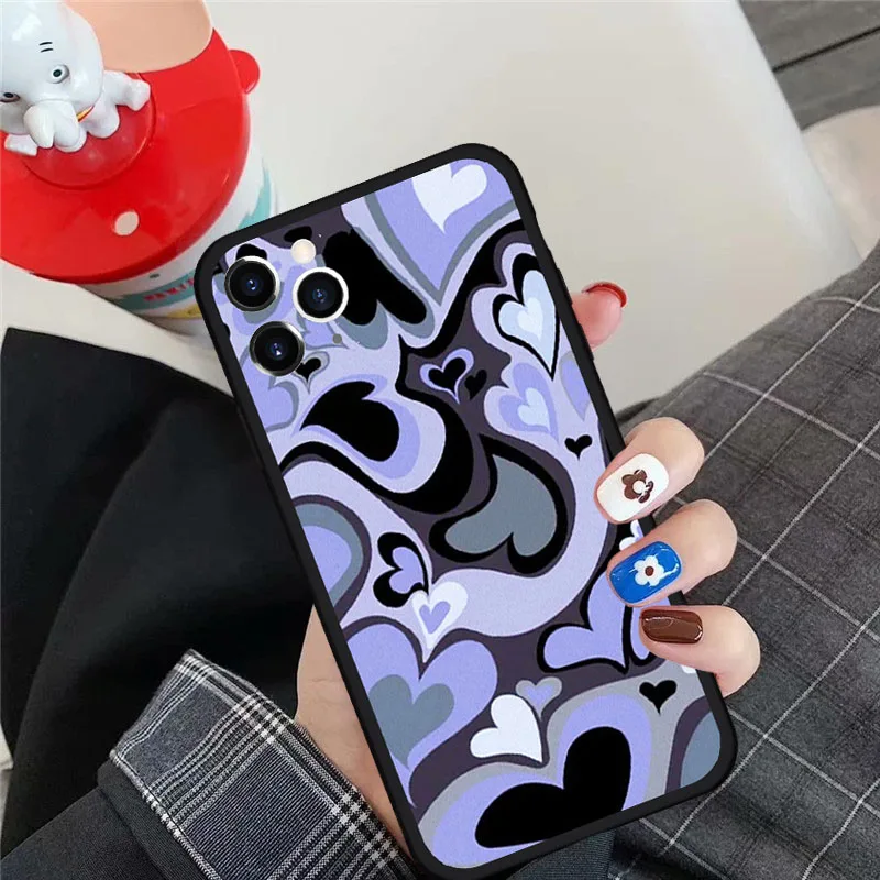 Fashion Purple Heart Swirl Pattern Phone Case For iPhone 11 12 Pro Max 6S 7 8Plus SE2020 X XS XR Silicone Hard Cover Matte Coque | Мобильные