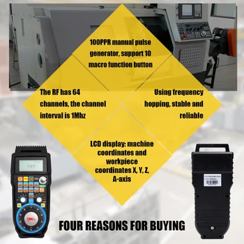 

Hot MACH3 Digital Wireless MPG Remote Control Handwheel Reliable Frequency Hopping 4 Axis Handheld