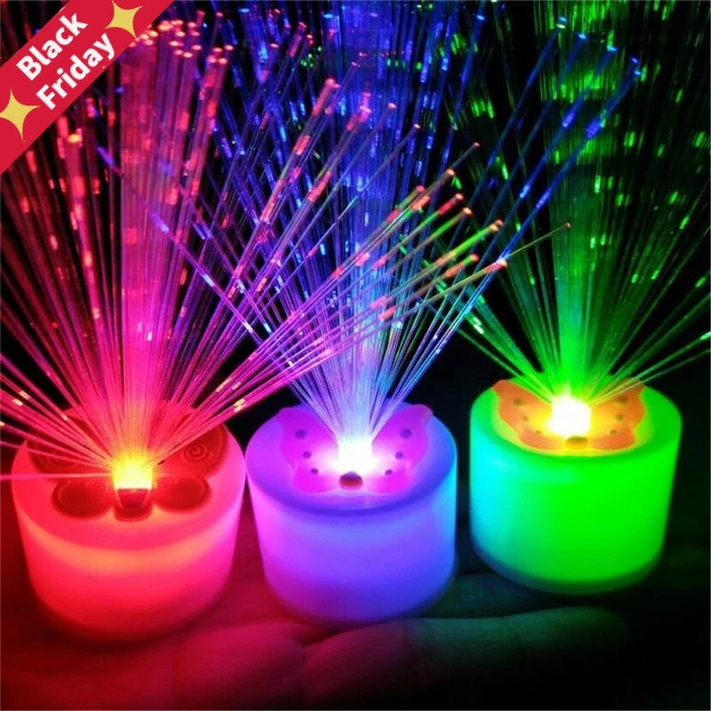 

New 1Pc Changing LED Fiber Optic Night Light-Up Toy Lamp Battery Powered Small Light Christmas Party Decor Romantic Color