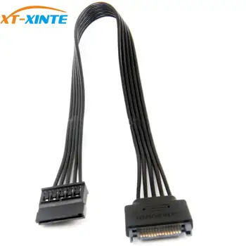 

XT-XINTE 30CM SATA 15Pin Male to Female Power Extension Cable 20CM 1 to 2 HDD SSD Power Supply Cable SATA Power Cable for PC